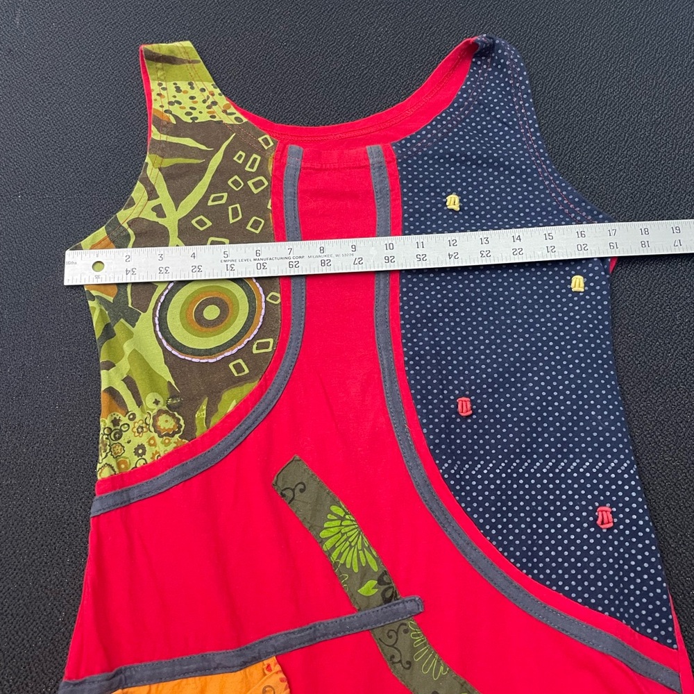 Nari Alliance red sleeveless dress w/ unique appliqué & embroidery sz M - Picture 12 of 12